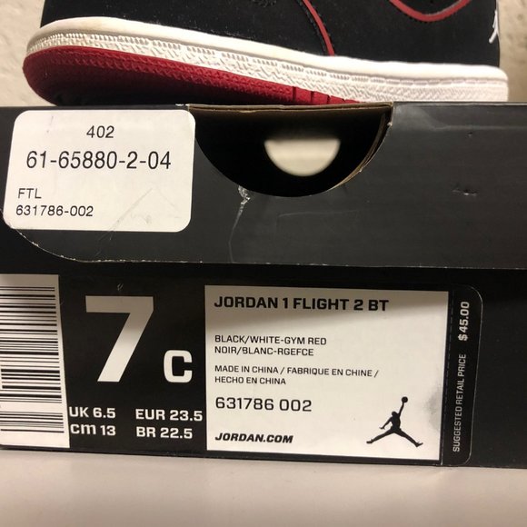 JORDAN 1 FLIGHT 2 BT BABY SNEAKERS, SIZE 7C/ EUC - Picture 2 of 7